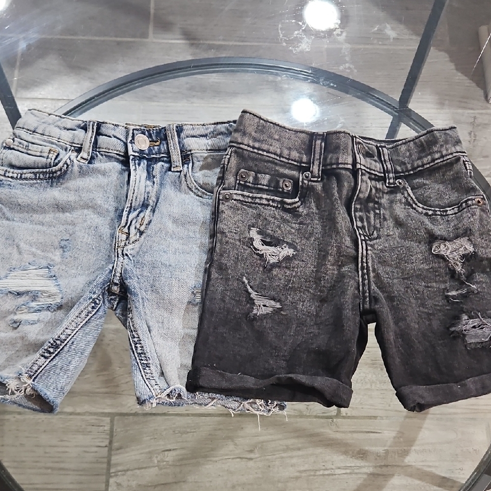 Distressed Denim Shorts for kids - Black and Blue Size 5T 2 Pairs